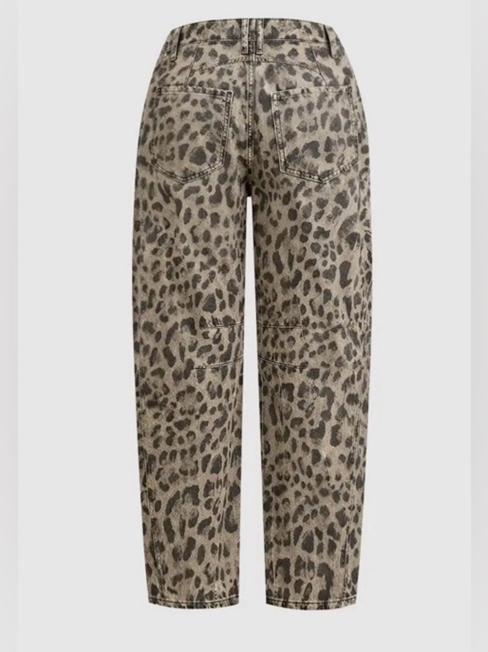 Flamingals Leopard Stitch Detail Mid Rise Barrel Leg Crop Jeans Size Large NWT - Picture 10 of 15